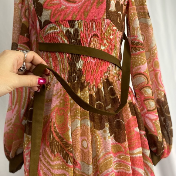 Vintage Psychedelic Maxi Renaissance Dress. Diolen Loft - Picture 11 of 12